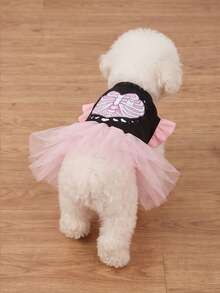 LUCKIE LABO 1pc Halloween Heart Skeleton Cap Sleeve Funny Pattern Pet Tutu, Physical Flea Prevention, Reduces Shedding, Heat Insulation & Breathable, Suitable For Small And Large Dogs And Cats, Indoor And Outdoor - Multicolor - View 6