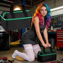 Upgraded (35.81 Cm) Tool Bag Organizer - No Tools Included, 14.1 Inch Toolbox, Multi-Compartment And Pocket Design, Zipper Closure - Thickened Structure, Suitable For Electricians, Plumbers, Daily Repairs, Industrial And Home Renovation,Travel Essential - Multicolor - View 5