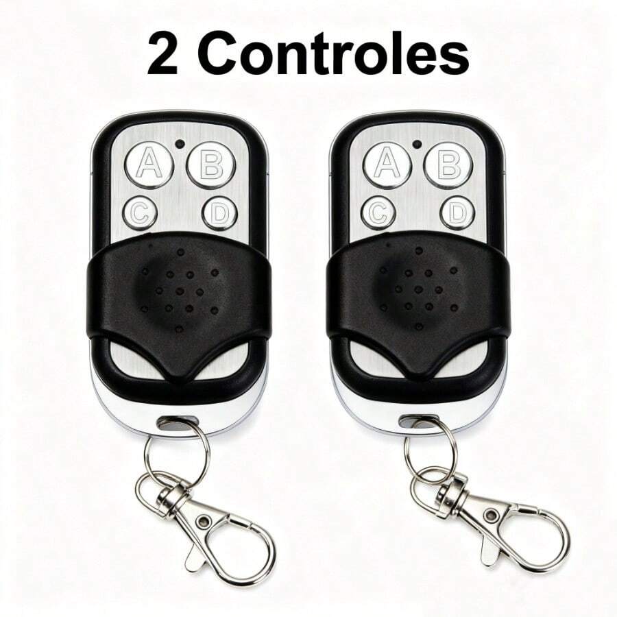 Controle Remoto Universal para Portão Elétrico Eletrônico Garagem com Chaveiro 433mhz 4 Botões - 2 controles - Visão 1