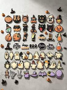 10pcs/20pcs/30pcs Halloween Ghost Pumpkin DIY Shoe Charms, Funny Halloween Series Pattern, Suitable For Slippers, Sandals, Casual Shoes - Multicolor - View 7