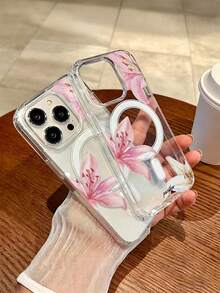 1 Buah Casing Ponsel Motif Bunga Lili Merah Muda Kompatibel dengan Apple 17Promax/16plus/16Pro/15Promax/14Pro/13Promax/12Pro/11 Pelindung Ponsel - MultiWarna - View 3