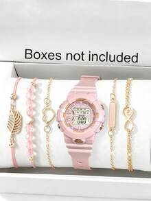 6pcs/Set Elegant Women's Numeric Square Minimalist Watches, Best Bracelet Jewelry Set For Ladies - Multicolor - View 5