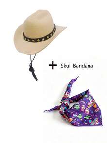 Mini Western Style Pet Cowboy Hat With Star Decoration, Adjustable, Suitable For Small Dogs And Cats Halloween Birthday Party Photo Props, Fun Pet Cosplay Headwear, Daily Wear - Multicolor - View 19