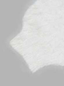 Nicenter Suéter de mujer de punto esponjoso blanco con lunares y lazo decorativo, cuello redondo, manga larga, mezcla de lana, casual para otoño/invierno, adecuado para oficina, uso diario, - Blanco - Ver 5