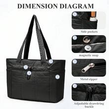 Large Capacity Lightweight Tote Bag For Women, Commuter Shoulder Laptop Bag, Fits 15.6 Inch Laptop And Tablet, Multi-Compartment Storage For Umbrella, Water Bottle, Cosmetics, Books And Documents, Waterproof Wear-Resistant Wrinkle-Resistant Fabric, Minimalist Versatile Handbag, Side External Pocket For Easy Access To Small Items, Suitable For Office Commute, Students, Short Trips And Casual Outings - Multicolor - View 4