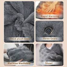 1pc+USB Powered Heated Shawl Electric Blanket, Soft Comfortable Skin-Friendly Fabric, Machine Washable, 3 Heating Levels, Wearable Heating Blanket, Suitable For Home And Outdoor Use, Best Gift For Family And Friends On Holidays - Grey - View 9