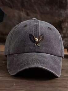 1pc Printed Baseball Cap With Flying Eagle Graphic, Suitable For Men's Outdoor Wear, Fashionable And Versatile, Hip-Hop Style, Design, Washable, With Distressed Effect - Multicolor - View 3