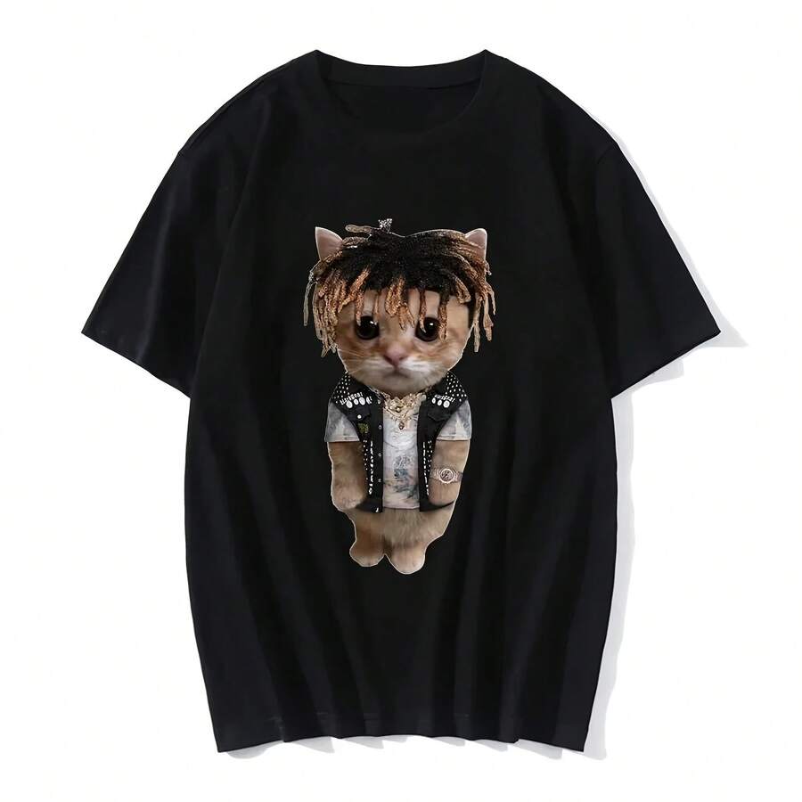 Casual T-Shirts With Funny Cat Prints For Men And Women, Summer Fashion T-Shirts For Men,  Clothing For Girls And Boys, Funny T-Shirts. - Shape - View 1