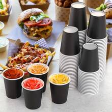100pcs 250ML Black Paper Cups, Small Bathroom Cups, Rinsing Cups, Espresso Cups, Small Paper Cups, Suitable For Birthday Parties, Picnics, Bathrooms, Supermarkets - Black - View 2