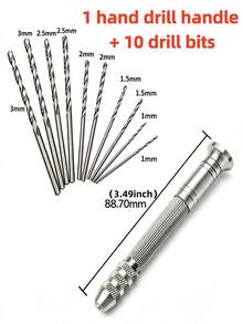 Mini Hand Drill Set (Includes 1 Handle And 10 Drill Bits), Suitable For DIY Keychains, Jewelry Making, Resin Drilling And Model Crafts, Versatile And Practical, Reusable, High Quality/Easy To Operate - Multicolor - View 8