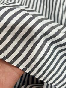 Falda versátil de línea A con volantes y rayas, de moda casual para mujer, primavera - Blanco y Negro - Ver 9