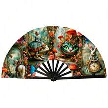 1pc Fairy Tale Fantasy Style Kung Fu Folding Fan, Stage Dance, Daily Outfit, Photography Prop First Choice, Each Fan Pattern Color Position Different, Randomly Sent - Multicolor - View 8