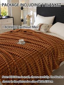 1pc Luxury Double-Sided Comfortable Striped Blanket, Soft & Warm, Suitable For Nap, Office, Camping, Sofa - Multi-Purpose Polyester Bed Sheet, Perfect Christmas Gift, Compressed Packaging, Lightweight & Elegant, Cloud-Like Touch - Mocha Brown - View 3