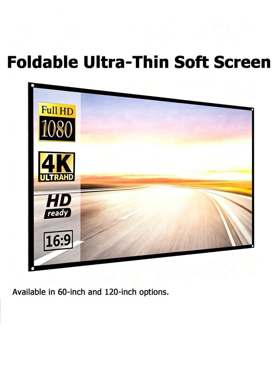 60/120 Inch 16:9 HD 4K Wrinkle-Resistant Fabric Portable Foldable Projector Screen For Home Theater And Outdoor Movie