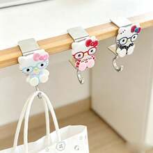 SANRIO 3pcs Random Color Cartoon Cat Desk Edge Hanging Hooks, Multi-Functional Storage Hooks For Middle School And High School Students, Desk, Backpack, Pen Bag, Glasses Storage, Girly Style Desktop Decoration Hooks, Office And Study Practical Creative Gift - One Size - View 7