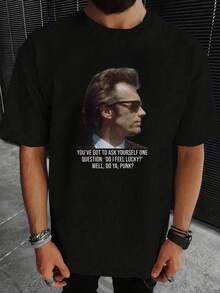 Camiseta Divertida de los 70 con la Frase de Dirty Harry "Lucky Punk" - Negro - Ver 1