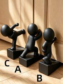 3pcs/1pc Funny Decorative Door Stopper, Human Figure Design, Multiple Poses And Styles Available, Movable Door Wedge To Protect Walls And Floors, Suitable For Home And Office, Keep Door Open, Home Decor Desktop Ornament - White - View 8