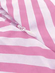 Damen Mode Lässig A-Linie gestreifter Volant Saum vielseitiger Rock Pink Frühling - Pink - Übersicht 6