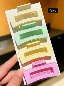 8件/4件馬卡龍色時尚極簡可愛中號方形髮夾，適合日常配戴、學校、新年及其他場合 - 彩色 - 查看 13