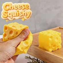 1pc Large Cheese Squishy Stress Toy, Super Soft Malleable Decompression Toy, Creative Food Shaped Sensory Toy, Suitable For Office Home Gift Company Stress Relief Toy, Coconut Oil Slow Rebound Squeeze Toy, Birthday Gift Party Favor Sensory Fingertip Toy - Multicolor - View 7