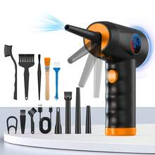 無線電動吹塵機 51000RPM 便攜式吹風機，4段調速 LCD 螢幕，3000mAh USB 充電，15-45 分鐘續航，90° 可折疊手柄，多種噴嘴，適用於電腦、鍵盤、遊戲機、汽車的除塵清潔器，可取代一次性壓縮空氣罐 - 橘色 - 查看 10