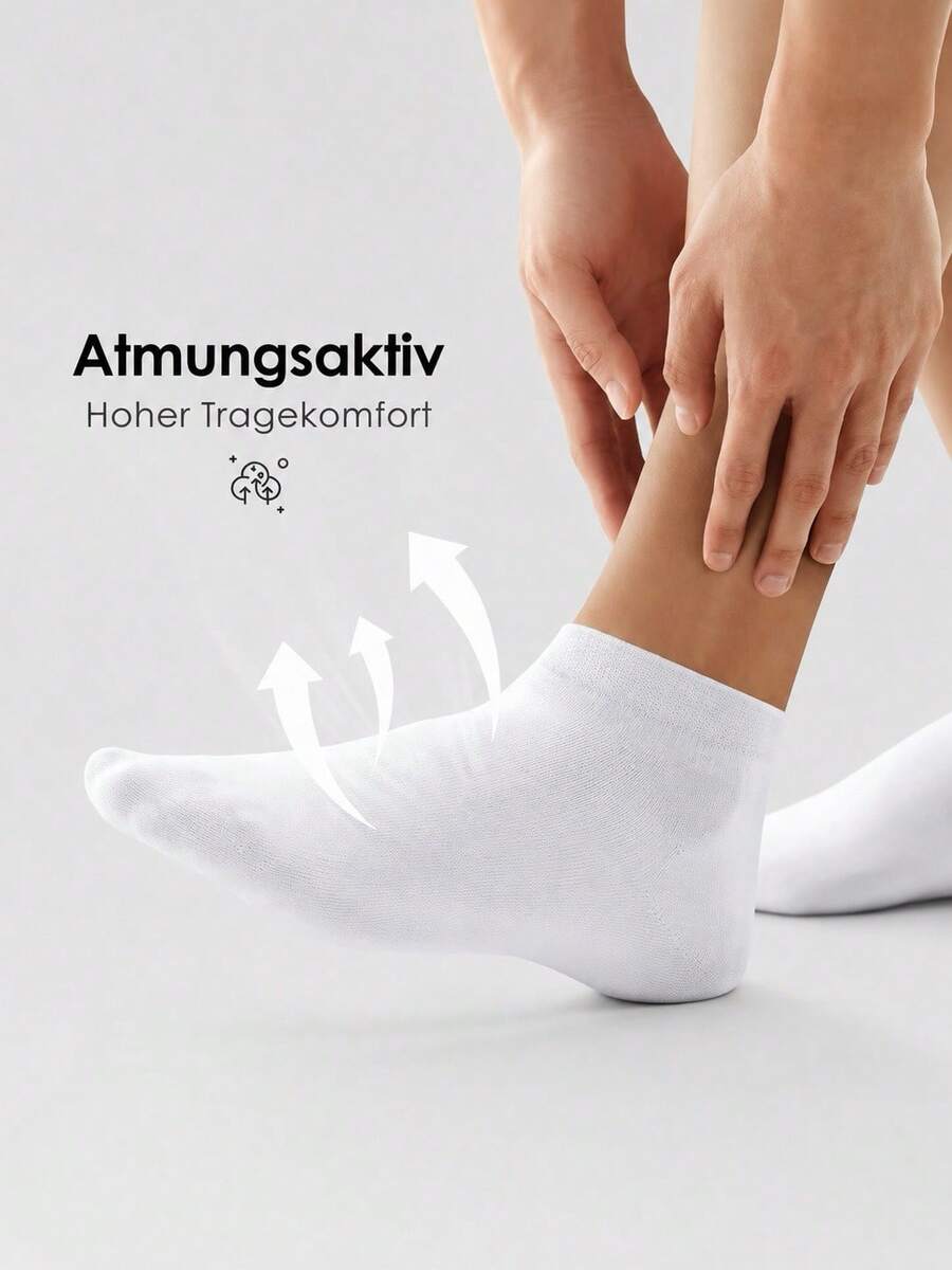 20 Pairs Men's Solid Color No-Show Socks, Moisture-Wicking Breathable Comfortable Invisible Socks, Suitable For Daily Wear And Sports - White - View 1