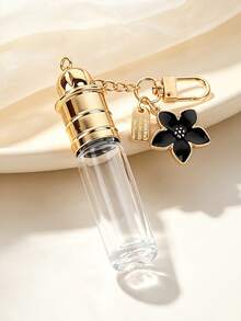 10ml Refillable Roller Empty Perfume Bottle And Free Gift, Clear Glass Travel Perfume Vial With Roller Ball, Decorative Flower Charm Keychain, Leakproof Portable Oil Sample Dispenser, Travel Essential Items, Perfume Travel Refillable, Travel Bottles - View 4