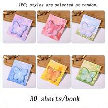 1 pièce Notes adhésives en forme de papillon - Couleur aléatoire - Convient pour les mémos de bureau quotidiens, la prise de notes, les notes adhésives, le papier mémo détachable, les notes mémo portables - Notes adhésives papillon (30 feuilles par paquet) - Taille Unique - Voir 10