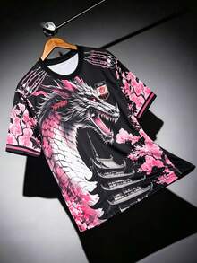 Japanese Men's And Youth T-Shirt, Dragon Pattern Design Comfortable Top, Suitable For Competition, Daily Wear, Gift, Japanese Dragon - Black - View 8