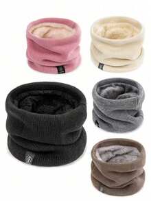 Knitted Neck Warmer Scarf With Fleece Lining, Unisex Hooded Neck Warm, Suitable For Cycling And Neck Support - Multicolor - View 2
