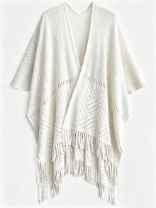 1pc Women's Hollow Design Lightweight Shawl, Bohemian Style Cardigan, Suitable For Travel And Office Air-Conditioned Room, Warm Knitted Cape-Style Blanket - Apricot - View 8