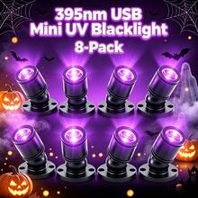 AIICRGB 6P/4P/2P Mini Purple UV Flashlight, Portable USB LED Blacklight, Compact Pocket Light For Fluorescent & UV Mark Verification (Black/Silver)) - Black - View 15