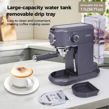 CAFELFFE Espresso Machine, 4-In-1 Semi-Automatic Coffee Maker Compatible With Capsules, 20BAR, Hot & Cold Brewing, Compatible With D* And N* Capsules/ESE Pods/Ground Coffee, Milk Frother, 7-Level Water Adjustment, 1.1L Removable Water Tank - EU F Type Plug(220-240V) - View 3