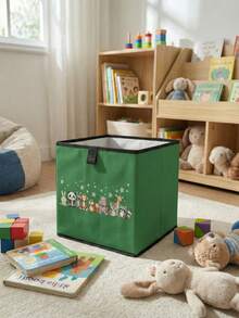 1pc Cartoon Animal Print Open Storage Bin, Baby Diaper & Toy Organizer Basket, Foldable, Stackable, Drawer-Style Durable Multi-Function Storage Box, Space-Saving Design For Home, Dorm, Home Organization, Under-Bed Storage - Multicolor - View 18