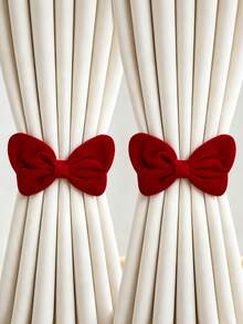 4pcs/2pcs Colorful Bow Curtain Tiebacks, Adjustable No-Drill Design, Decorated With Faux Pearls, Suitable For Bedroom, Living Room, Dining Room, Classroom, Hotel, Tea Room, Guest House, Etc. - one-size - View 1