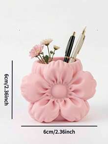 1pc 3D Flower Shaped Desktop Pen Holder, Large Capacity Storage For Stationery And Miscellaneous Items, Say Goodbye To Desk Clutter, Suitable For Desk, Vanity, Office Desk, Office, Study, Home Desktop, Decorative Item With Great Atmosphere - Puff Flower - View 6