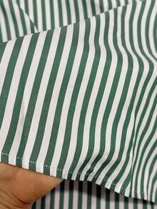 Women's Fashion Casual A-Line Striped Ruffle Hem Versatile Skirt Spring - Green - View 8