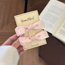 4pcs Polka Dot Bow Fabric Alligator Hair Clips, Sweet Girl Side Hair Clips, Korean Ins Style Fresh Bangs Clips, Women's Hair Accessories - Multicolor - View 4