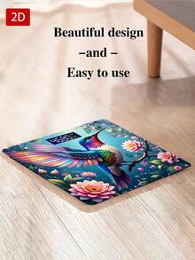 Electronic Digital Bathroom Scale, Colorful Hummingbird Perched On Flower-Surrounded Branch, Uses AAA Batteries (Not Included), 1pc, Gift For Friends And Family, Tempered Glass Surface, Temperature Detection - Multicolor - View 8
