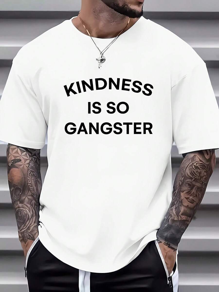 Plus-Size Men's Casual Round-Neck T-Shirt, Multifunctional Base Shirt, Summer Clothing For Men, Plus-Size T-Shirt With - 白色 - 查看 1