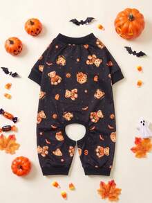 LUCKIE PAW 1pc Halloween Wizard Pumpkin Bear Ghost Funny Pattern Pet Pajamas, Physical Anti-Flea, Reduce Shedding, Insulated And Breathable, Suitable For Large And Small Dogs And Cats, Indoor And Outdoor - Orange - View 11