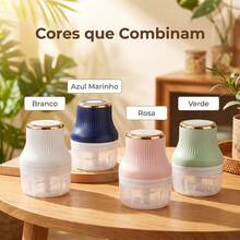 Mini Processador Triturador Sem Fio Elétrico 250ML De Alimentos Para Legumes Alho Gengibre - Verde Menta - Visão 5