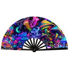 1pc Fairy Tale Fantasy Style Kung Fu Folding Fan, Stage Dance, Daily Outfit, Photography Prop First Choice, Each Fan Pattern Color Position Different, Randomly Sent - Multicolor - View 9