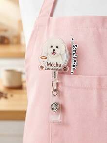 1pc Custom Photo Pet Badge Reel, Personalized Dog Cat Portrait Retractable ID Badge Holder, Pet Name Badge Clip, Custom Pet Photo Nurse Worker ID Badge Reel - Multicolor - View 3