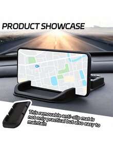 Car Dashboard Anti‑Slip Mat, Dual‑Groove Multifunctional Phone Holder Pad With Parking Number Plate, Heat‑Resistant Waterproof Easy‑Clean Non‑Slip Dash Mat, Holds Cell Phone Fashion Glasses Keys, Universal Car Interior Accessory For All Smartphones - A - View 7