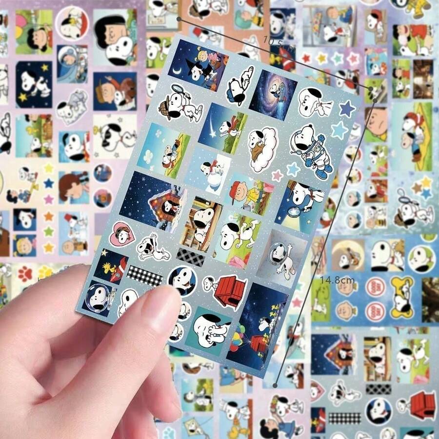 SNOOPY 1 Set/8 Pcs Cute Dog Doodle Paper Cut Stickers, Popular Decorative Packaging Material, Waterproof Stickers, Halloween Gift, Best Stationery Gift Choice - Multicolor - View 1