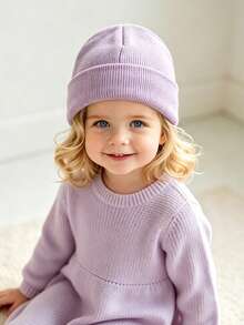 1pc/2pcs/3pcs Solid Color Children's Knitted Baby Hat, Suitable For 3-8 Years Old Boys And Girls, Autumn/Winter Outdoor Travel, Infant Warm Hat - Multicolor - View 2