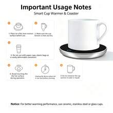 家用加熱杯墊 - 3段式觸控控制、8小時智能自動關機，適用於咖啡杯與飲料加熱器（僅適用於薄底杯，僅有加熱功能） - 彩色 - 查看 8