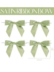 10/50pcs Sage Green Satin Ribbon Twisted Bows, Pre-Made Bows, Suitable For Crafts, Gift Wrapping, Baskets, Wedding Favors, , Bridal Shower Gifts, Etc. (Extra Large Optional) - Multiple Styles - View 11