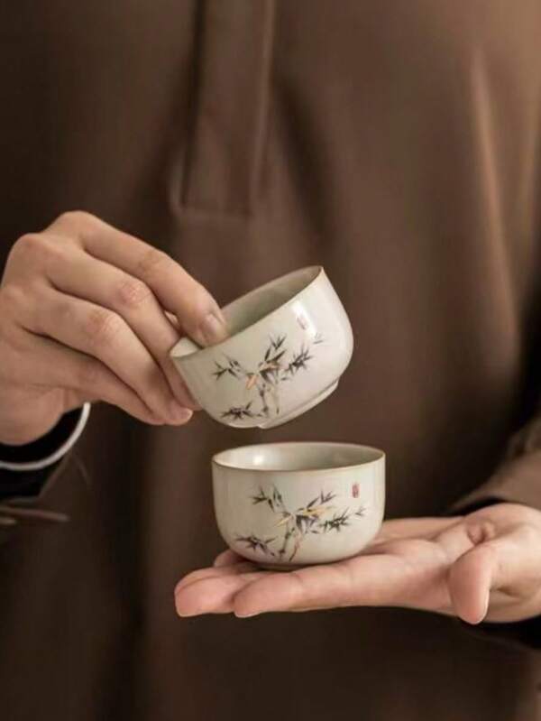 1/2 Set Ceramic Tea Cups, Vintage Home And Guest Tea Cups, Kung Fu Tea Cups, Black Tea Cups, Water Cups, Espresso Cups, Gift Cups, Suitable For Daily Use, Gatherings, Parties